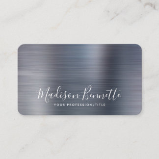 Elegant Brushed Metallic Gray Calligraphy Script Visitenkarte