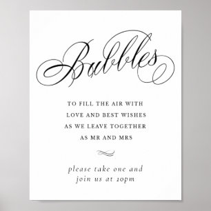 Elegant Bubbles Black Calligraphy Gefälligkeitst Poster