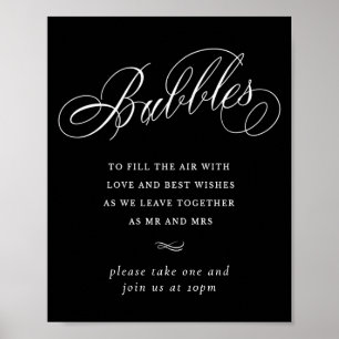 Elegant Bubbles White Calligraphy Gefälligkeitst Poster
