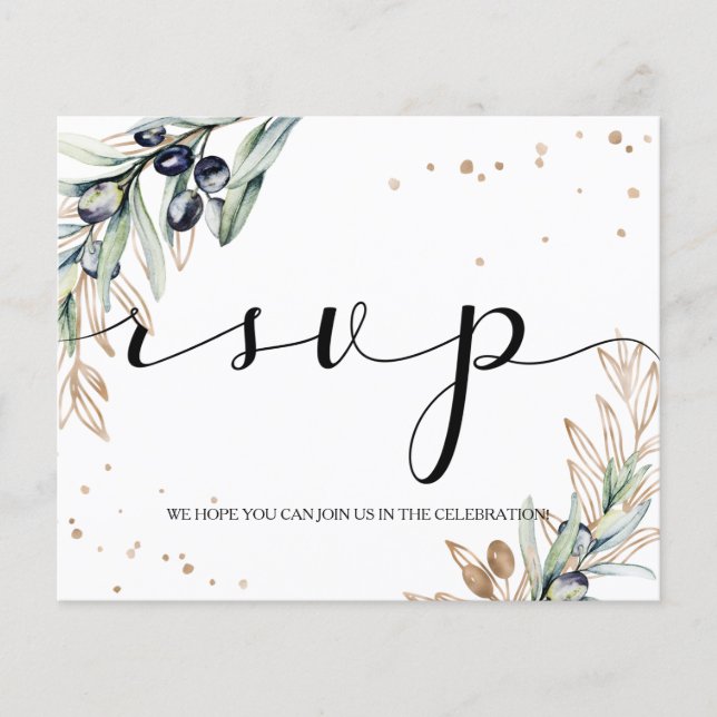 Elegant/Budget/Olive RSVP card. Flyer (Vorne)