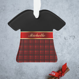 Elegant Buffalo Kariert und Rot Ribbon Ornament