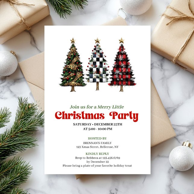 Elegant buffalo plaid Christmas tree party invite Einladung (Elegant buffalo plaid Christmas tree party invite)