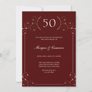 Elegant Burgund 50. Hochzeitstag Einladung