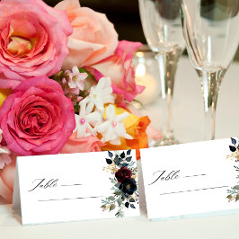 Elegant Burgund Blumen Hochzeit & Grün Platzkarte