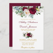 Elegant Burgund Blumengrün Wedding Gold