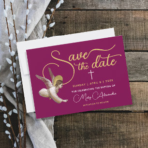 Elegant Burgunder Gold Gott segne dich Religiöse S Save The Date