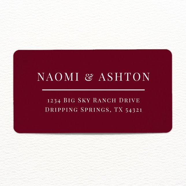 Elegant Burgundy Address Labels Adressaufkleber (Von Creator hochgeladen)