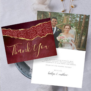 Elegant Burgundy Agate Wedding Danke-Card Dankeskarte
