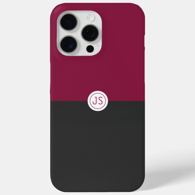 Elegant Burgundy and Black Monogram Case-Mate iPhone Hülle (Rückseite)
