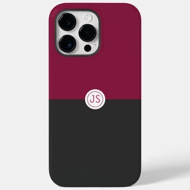 Elegant Burgundy and Black Monogram Case-Mate iPhone Hülle (Rückseite)
