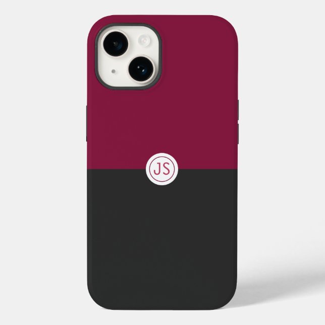 Elegant Burgundy and Black Monogram Case-Mate iPhone Hülle (Rückseite)