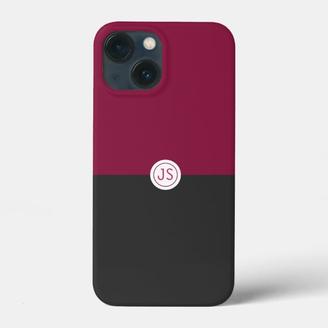 Elegant Burgundy and Black Monogram Case-Mate iPhone Hülle (Rückseite)