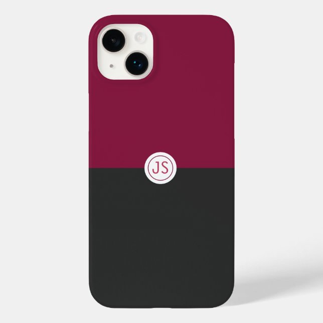 Elegant Burgundy and Black Monogram Case-Mate iPhone Hülle (Rückseite)