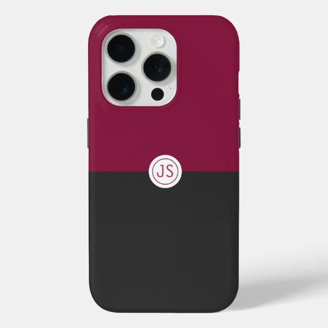 Elegant Burgundy and Black Monogram Case-Mate iPhone Hülle (Rückseite)