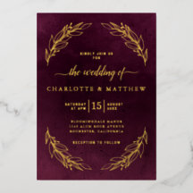 Elegant Burgundy and Gold Botanical Wedding