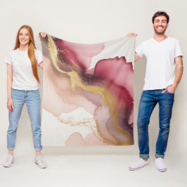 Elegant Burgundy and Gold Watercolor Art Fleecedecke