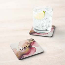 Elegant Burgundy and Gold Watercolor Art Getränkeuntersetzer