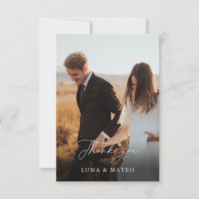 Elegant Burgundy Blume Foto Wedding Vielen Dank Dankeskarte (Vorderseite)