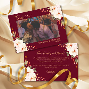 Elegant Burgundy Blush Orange Floral Dankeskarte