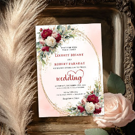 Elegant Burgundy Bohemian Floral Wedding Invitatio Einladung