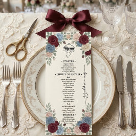 Elegant Burgundy Chic Wedding Menu Menükarte