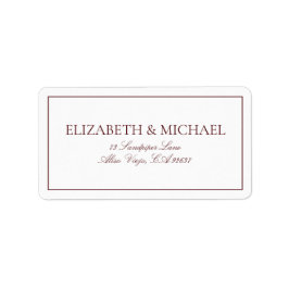 Elegant Burgundy Classic Script Adressaufkleber
