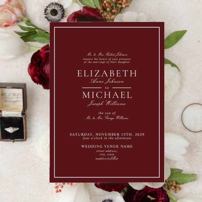 Elegant Burgundy Classic Script Einladung zur Hoch (Von Creator hochgeladen)