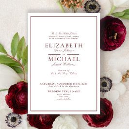 Elegant Burgundy Classic Script Wedding Einladung