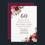 Elegant Burgundy Floral 60. Geburtstag Einladung<br><div class="desc">Elegante Burgundy Floral 60. Geburtstag Einladung Matching Sammlung in Niche und Nest Geschäft.</div>