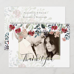 Elegant Burgundy Floral Foto Collage Vielen Dank