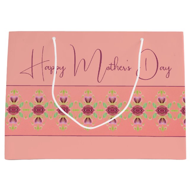 Elegant Burgundy Floral Große Geschenktüte (Vorderseite)