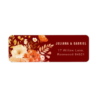 Elegant Burgundy Floral Wedding Address