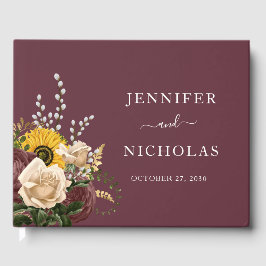 Elegant Burgundy Floral Wedding Gästebuch
