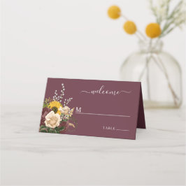 Elegant Burgundy Floral Wedding Platzkarte