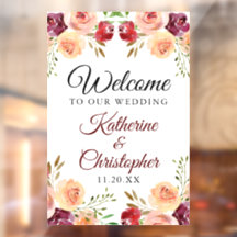 Elegant Burgundy Floral Willkommen bei unserer Hoc