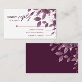 Elegant Burgundy Forest Leaf Wedding RSVP Begleitkarte