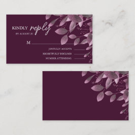 Elegant Burgundy Forest Leaf Wedding RSVP Begleitkarte