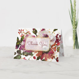 Elegant Burgundy Gold Blush Pink Floral Vielen Dan Karte