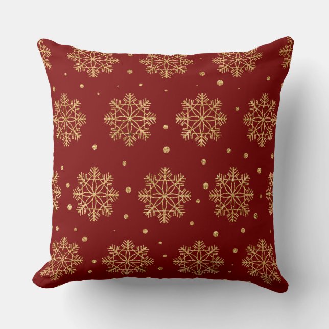 Elegant Burgundy & Gold Christmas Pillow – Luxury  Kissen (Vorderseite)