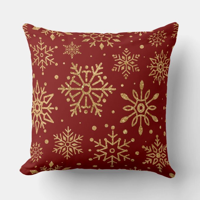Elegant Burgundy & Gold Christmas Pillow – Luxury  Kissen (Vorderseite)