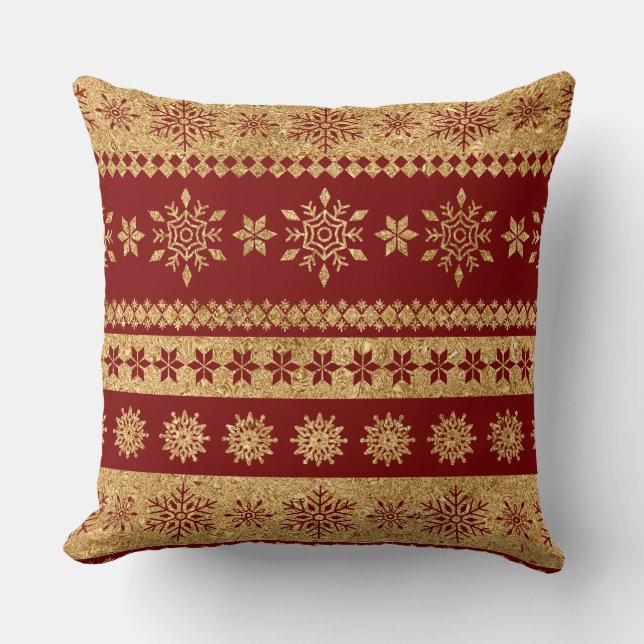Elegant Burgundy & Gold Christmas Pillow – Luxury  Kissen (Vorderseite)