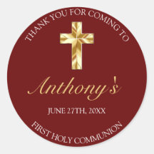 Elegant Burgundy Gold Erste Kommune Vielen Dank