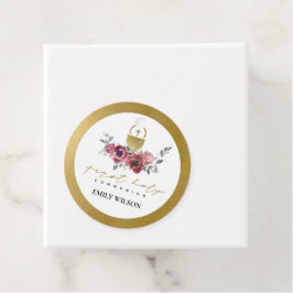 ELEGANT BURGUNDY GOLD FLORAL ERSTE HOLZGEMEINSCHAF GESCHENKANHÄNGER