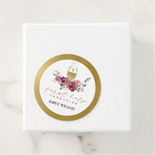 ELEGANT BURGUNDY GOLD FLORAL ERSTE HOLZGEMEINSCHAF GESCHENKANHÄNGER