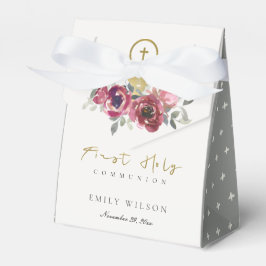 ELEGANT BURGUNDY GOLD FLORAL ERSTE HOLZGEMEINSCHAF GESCHENKSCHACHTEL