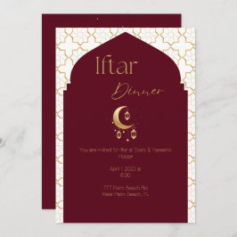 Elegant Burgundy & Gold Ramadan Iftar Einladung