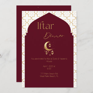 Elegant Burgundy & Gold Ramadan Iftar Einladung