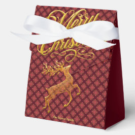 Elegant Burgundy & Gold Reindeer Merry Christmas  Geschenkschachtel