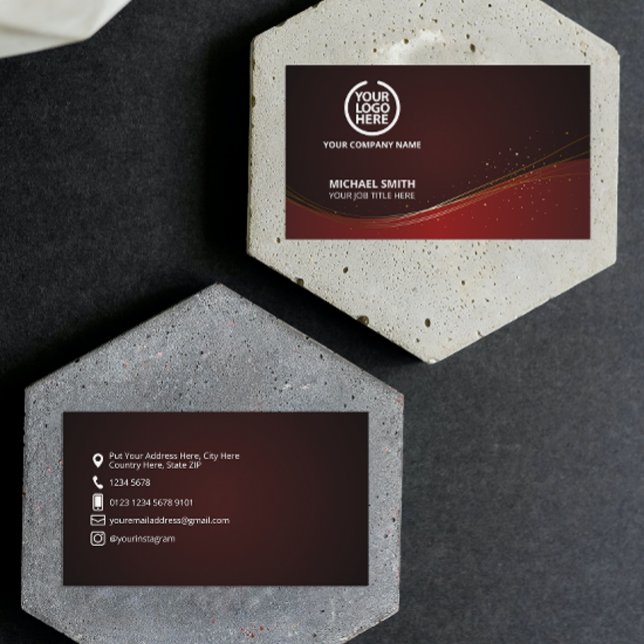 Elegant Burgundy | Goldstaub | Firmenlogo Visitenkarte (Von Creator hochgeladen)