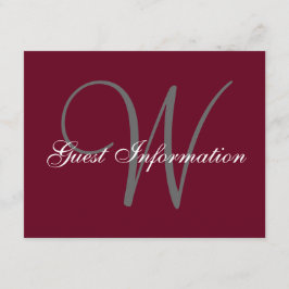 Elegant Burgundy Gray Script Hochzeitsinformatione Begleitkarte